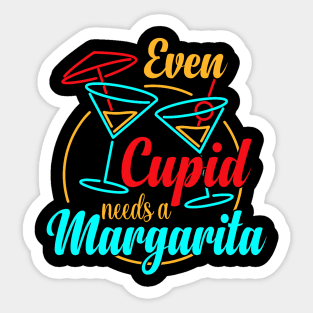 Even Cupid Need A Margarita Funny Valentines Day Sticker